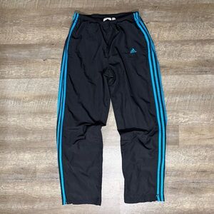 Vintage Adidas Track Pants Mens M Black y2k baggy wide leg skater Nylon READ